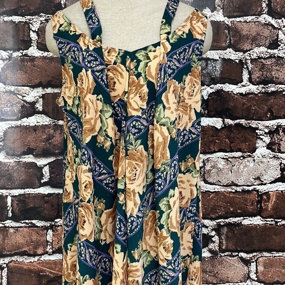 Umgee Dress Floral Cold Shoulder Green Brown Tan Size Small - Picture 8 of 15